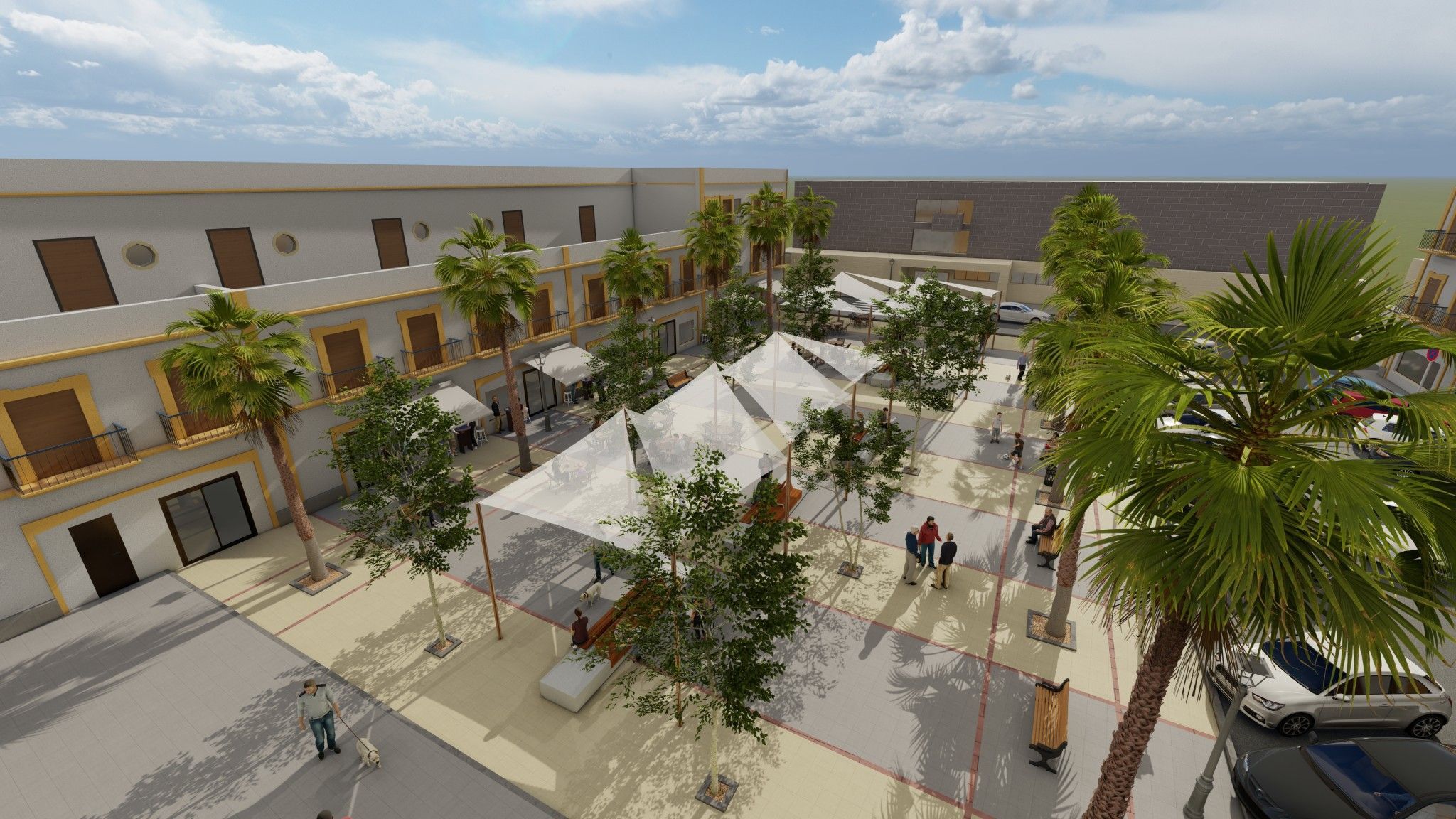 Rogelio Pinto presenta el proyecto ‘Entreplazas segura y a la sombra’ para que La Palma del Condado tenga el mejor centro comercial abierto