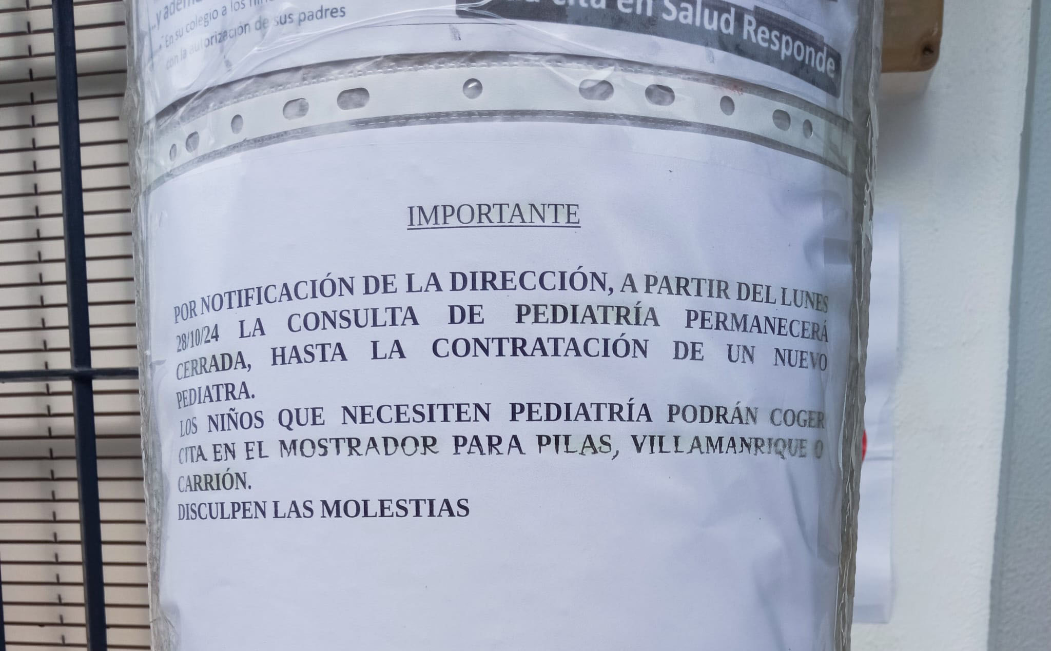 El PSOE denuncia que Hinojos y Chucena se quedan sin pediatra