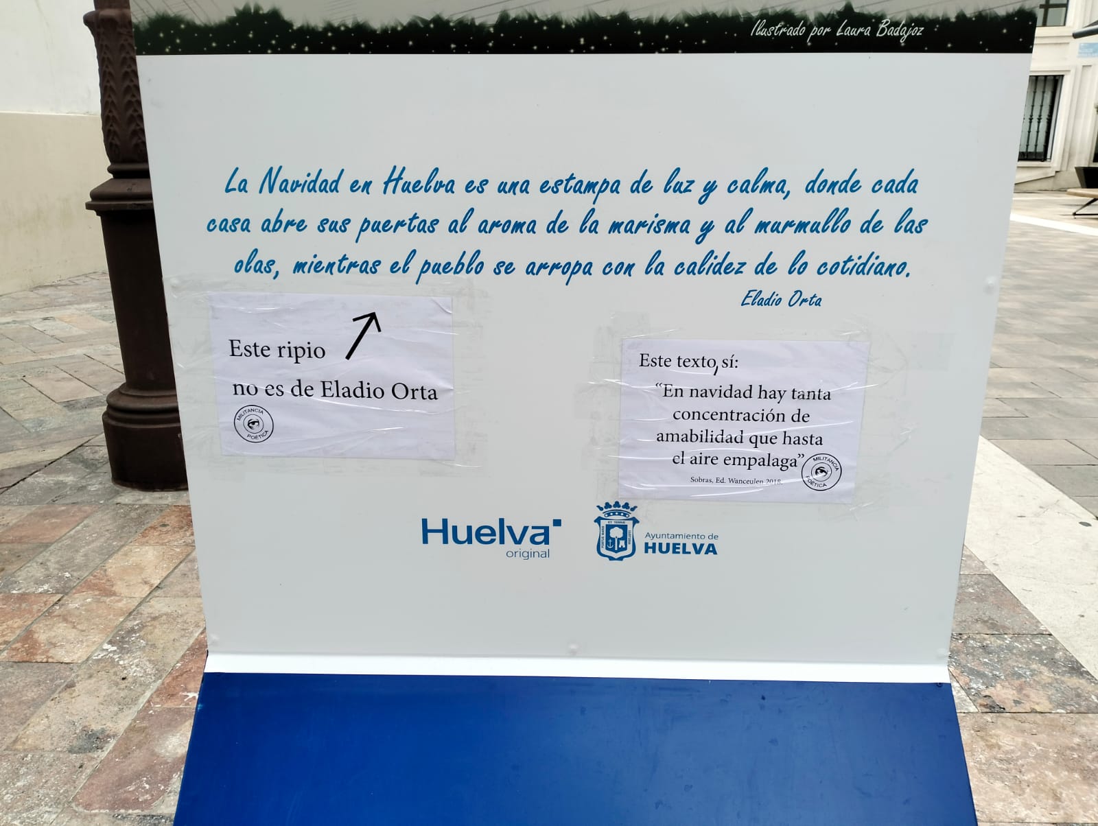 El Ayuntamiento atribuye textos falsos a varios autores onubenses en la exposición ‘Navidad en Huelva’ de la calle Méndez Núñez